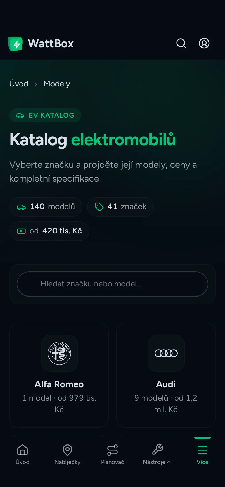 Katalog elektromobilů s cenami a specifikacemi